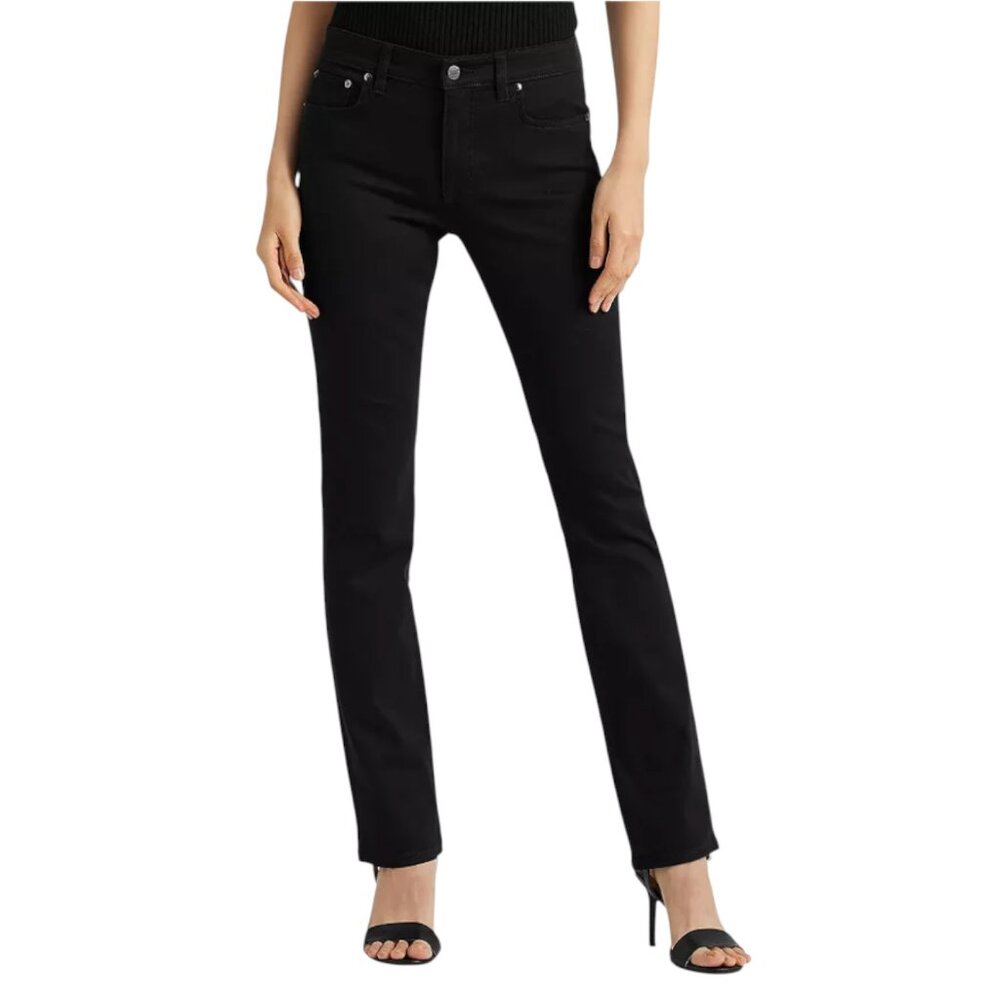 Lauren Ralph Lauren Classic Straight Leg Slimming Jeans, Black, 10